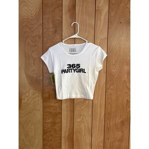 Charli XCX 365 Partygirl White Baby Tee Brat Tour Merch Medium M NEW
